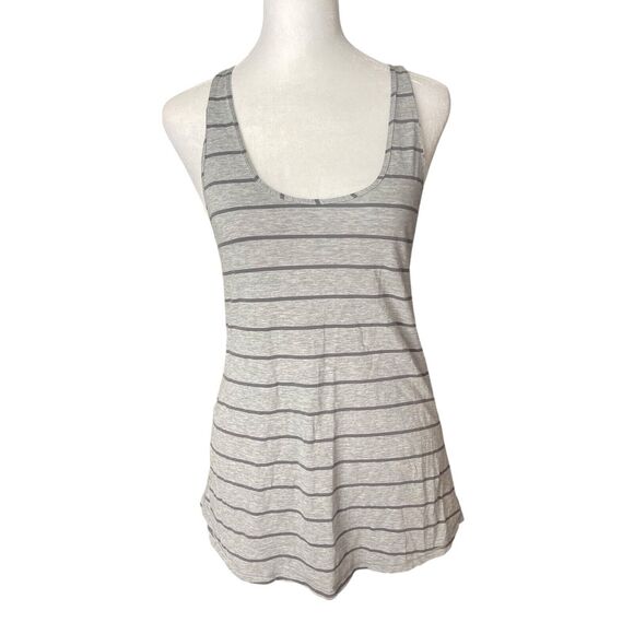 Lululemon XS Tank Top Gray Striped Racerback Tee FLAW NO SIZE Activewear - Picture 1 of 7